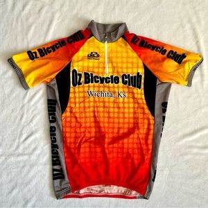 Oz Bicycle Club Wichita Kansas Bike Cycle Jersey Red Orange Black Yellow Medium